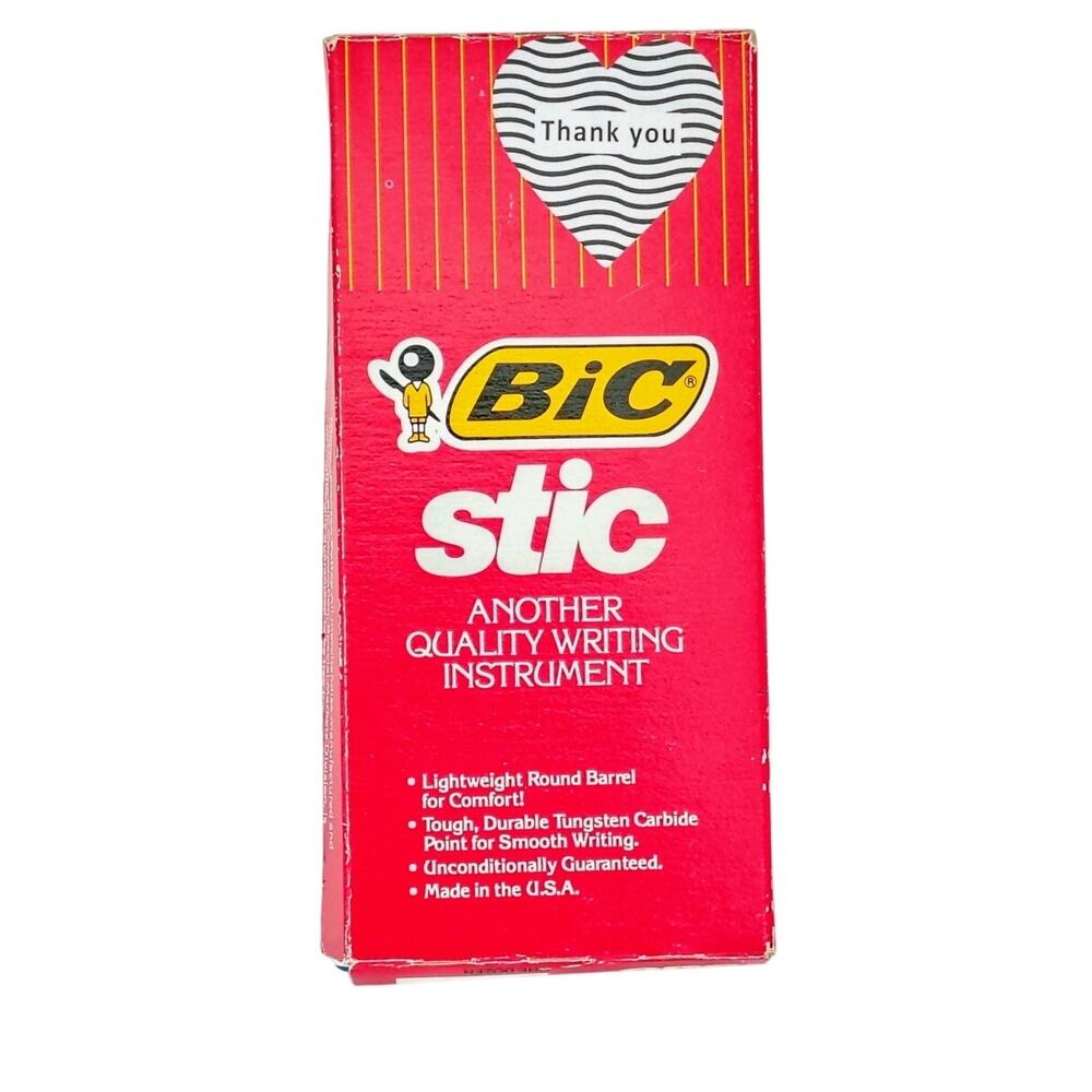 Bic Stic Blue Ink Pen Round Barrel 1 Dozen (12)Sealed Vintage 1985 NOS USA Made